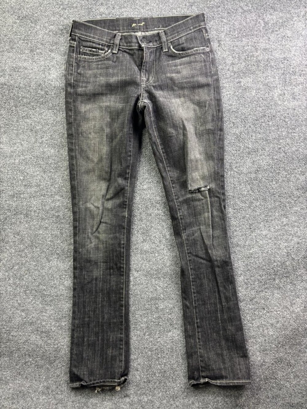 7‎ For All Mankind Roxy Straight Jeans Womens 28 Gray Distressed 28x31.5 Denim